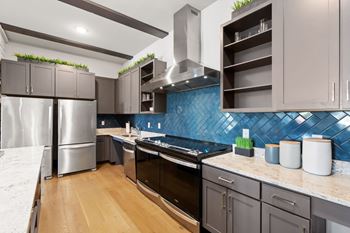 Resident kitchen with double-oven and stove